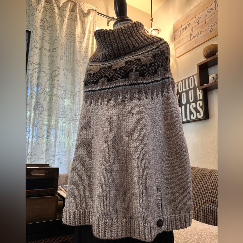 American Eagle Outfitters Brown Knit Poncho Style Sweater
